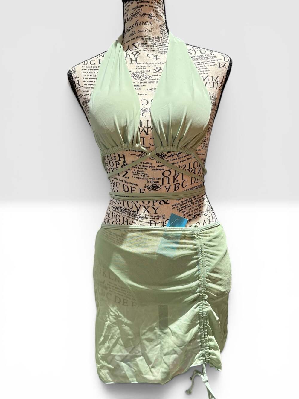 NWT Cupshe Sage Green 3-Piece Bikini Set – Size Small